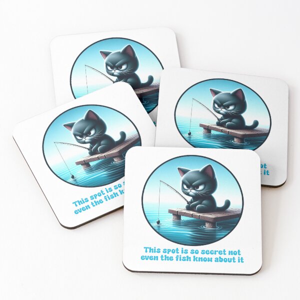 Item preview, Funny Fishing Cat Secret Spot Humor designed and sold by MoodCatClubCo.