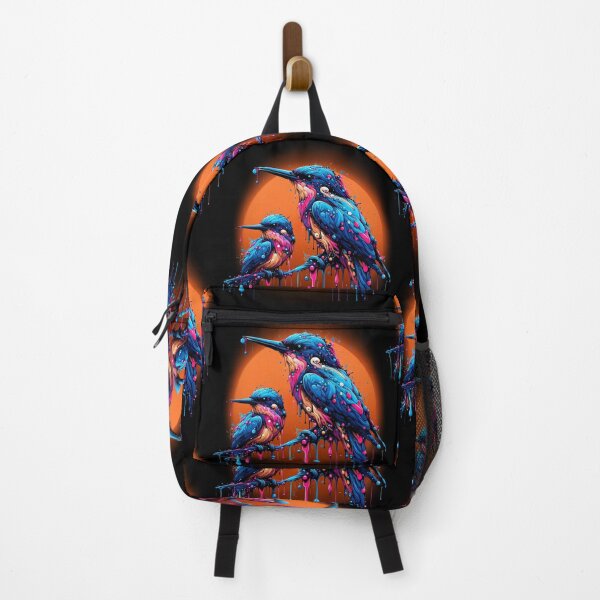 Item preview, Neon Dripping Paint Kingfisher Bird Art designed and sold by Szpaku desart .