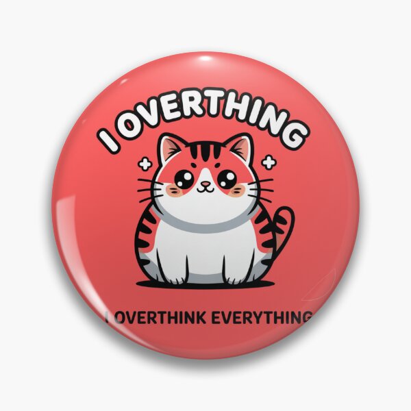 Item preview, Overthinking Cat Meme Sticker – Cute Anxiety Cat "I Overthink Everything" designed and sold by XNeoGraphix.