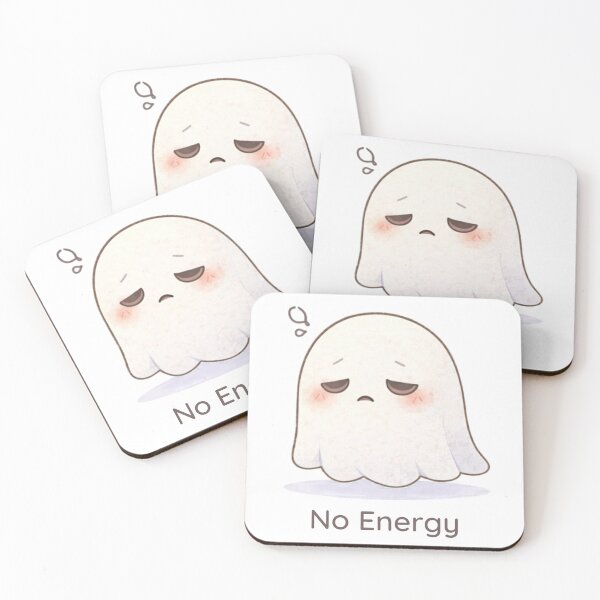 Item preview, No Energy Ghost | Cute Kawaii Aesthetic | Low Energy Mood Design designed and sold by The Mood Index.
