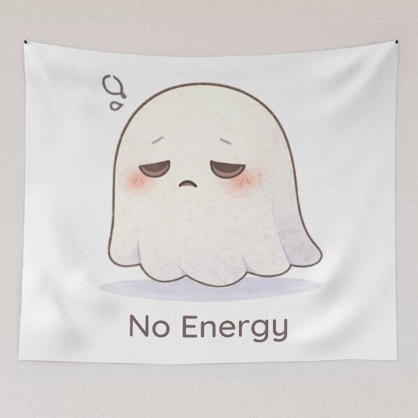 Item preview, No Energy Ghost | Cute Kawaii Aesthetic | Low Energy Mood Design designed and sold by The Mood Index.