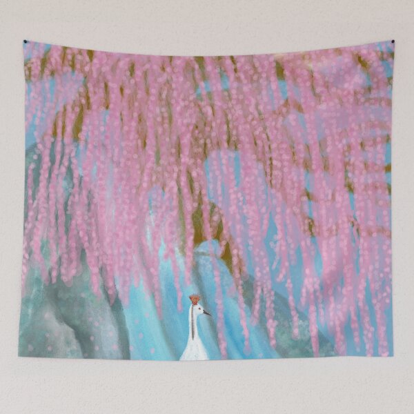 Item preview, Fantastic cherry blossoms, a waterfall, and a bird designed and sold by greenPQBstudio.