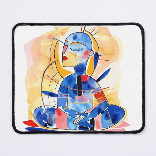 Item preview, Blue Meditating Figure Abstract Watercolor Energy Art Print designed and sold by Dao-Art.