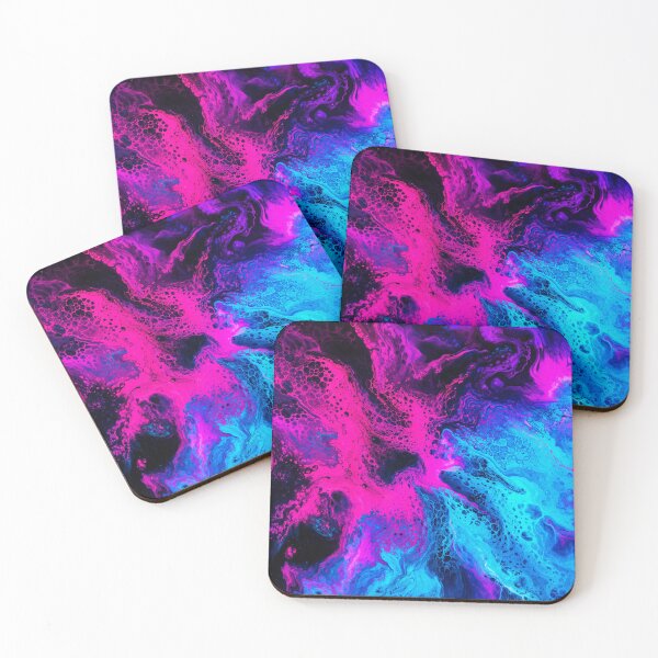 Item preview, Dutch Pour Fluid Art Neon magenta & cyan designed and sold by AndreBarnard.