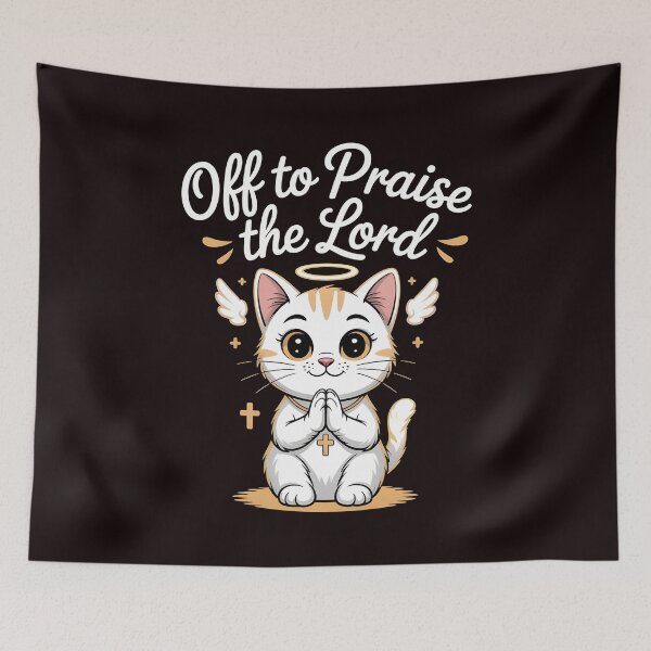 Artikelvorschau, Auf zum Lobpreis des Herrn – Christliche Katze, religiöser Humor, glaubensbasiertes Design entworfen und verkauft von Redgiant87x.