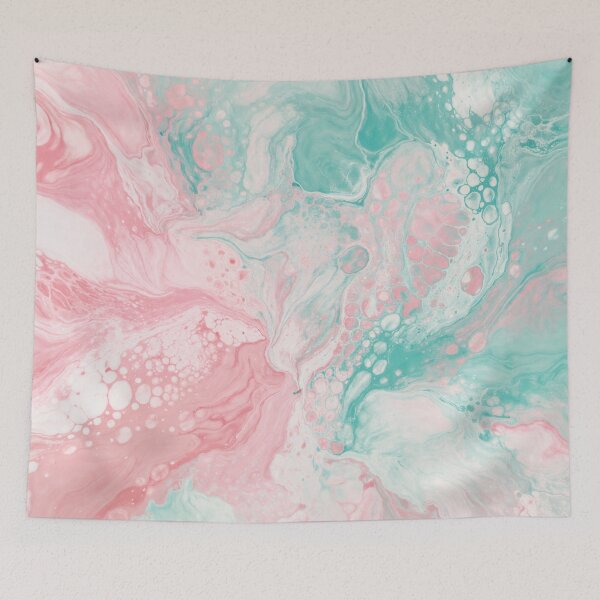 Item preview, Abstract fluid acrylic painting pastel pink & mint designed and sold by AndreBarnard.