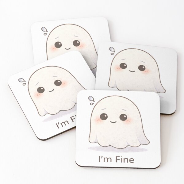 Item preview, I’m Fine Ghost | Cute Kawaii Aesthetic | Relatable Mood Design designed and sold by The Mood Index.