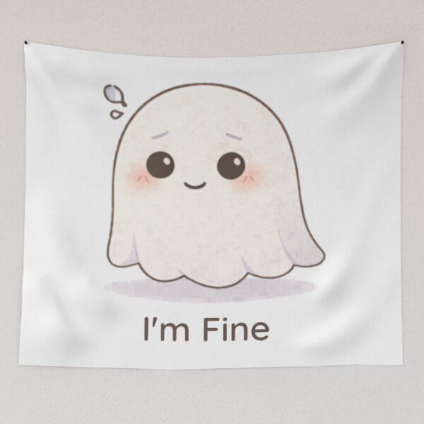Item preview, I’m Fine Ghost | Cute Kawaii Aesthetic | Relatable Mood Design designed and sold by The Mood Index.