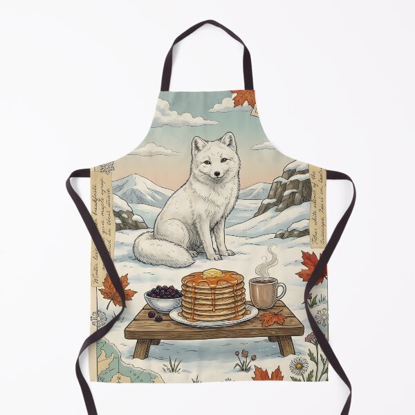 Item preview, Arctic fox in the snow with pancakes and coffee designed and sold by CoffeeinBloom.