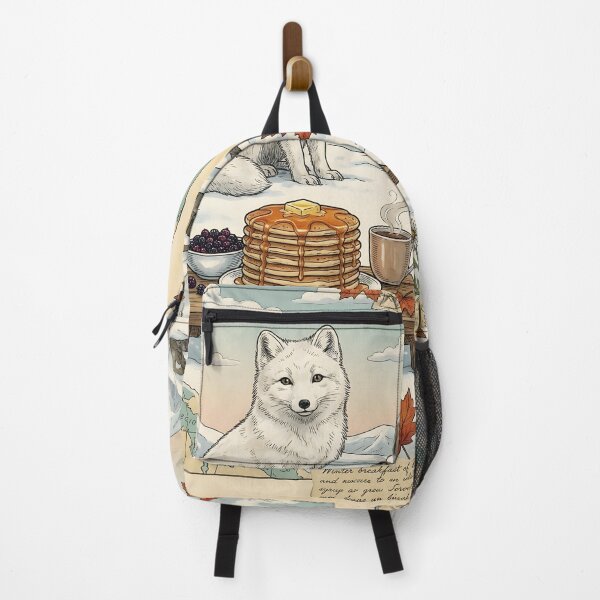 Item preview, Arctic fox in the snow with pancakes and coffee designed and sold by CoffeeinBloom.