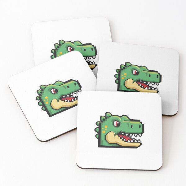 Item preview, a close-up of a green dinosaur's face with red eyes staring to the right on a solid color backdrop designed and sold by VerizalShop.