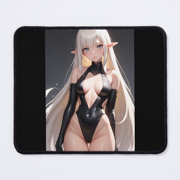 Item preview, Miyazato Donami - Stunning Anime Elf Girl with Silver Hair and Black Bodysuit designed and sold by iloveanimechibi.