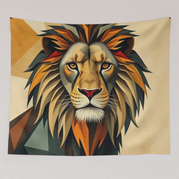 Item preview, Ochre Cubist Lion designed and sold by RAISC.