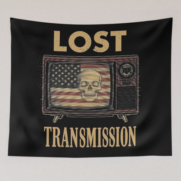 Item preview, Lost Transmission – Retro TV Static American Skull Flag Streetwear designed and sold by Dhenin Studio.