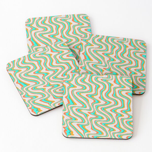 Item preview, An abstract pattern featuring wavy vertical lines in vibrant orange, teal and textured white.  designed and sold by Giree07.