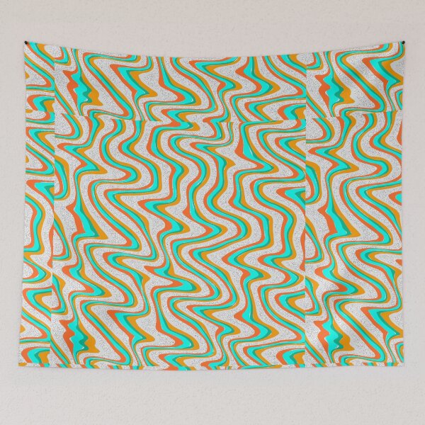 Item preview, An abstract pattern featuring wavy vertical lines in vibrant orange, teal and textured white.  designed and sold by Giree07.