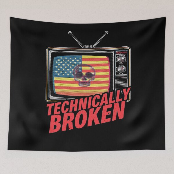 Item preview, Technically Broken – Vintage Broadcast Skull Flag Retro Streetwear designed and sold by Dhenin Studio.