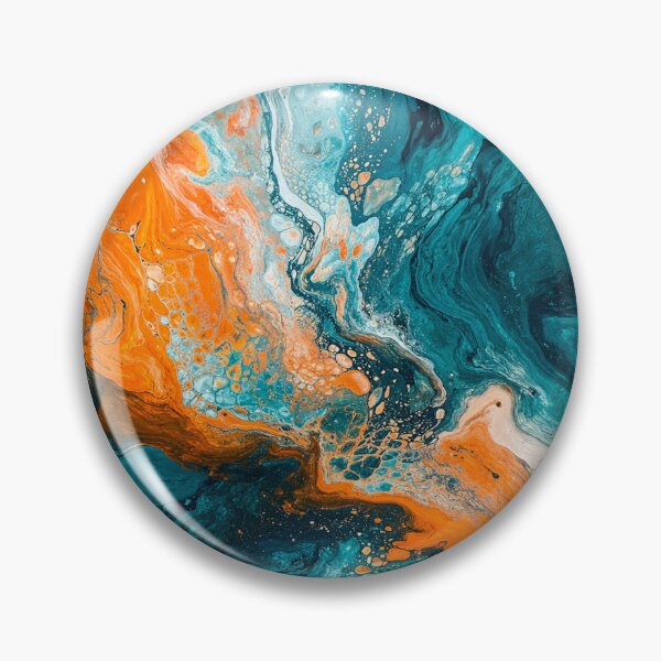 Item preview, Teal & orange swirl acrylic pour designed and sold by AndreBarnard.