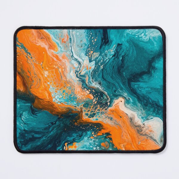 Item preview, Teal & orange swirl acrylic pour designed and sold by AndreBarnard.