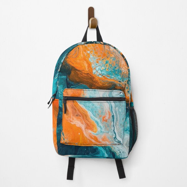 Item preview, Teal & orange swirl acrylic pour designed and sold by AndreBarnard.