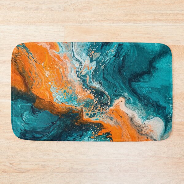 Item preview, Teal & orange swirl acrylic pour designed and sold by AndreBarnard.