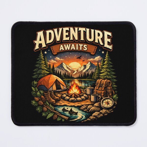 Item preview, Adventure Awaits Camping Outdoor Nature gift designed and sold by NitRes.