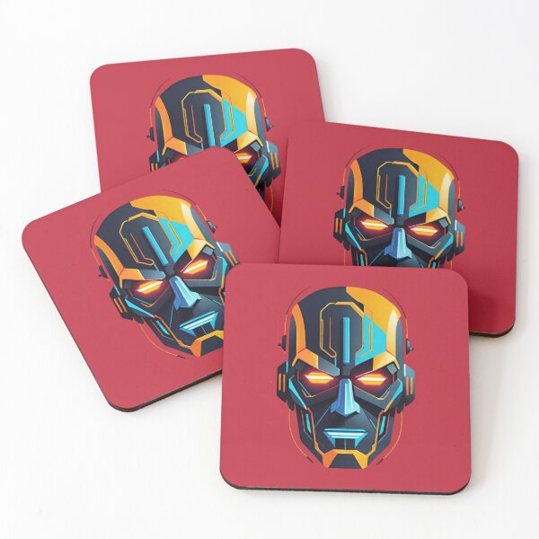 Item preview, Sci-Fi Robot Mask Illustration Cyan and Orange designed and sold by AlxVel.