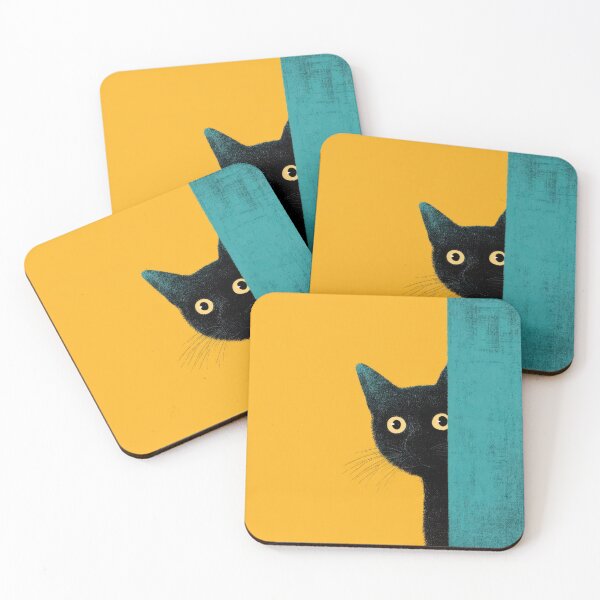 Item preview, Black cat peeking from behind wall designed and sold by anytka.