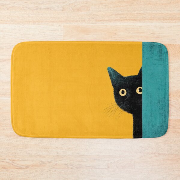 Item preview, Black cat peeking from behind wall designed and sold by anytka.