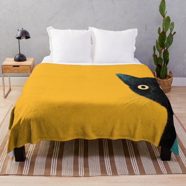 Item preview, Black cat peeking from behind wall designed and sold by anytka.