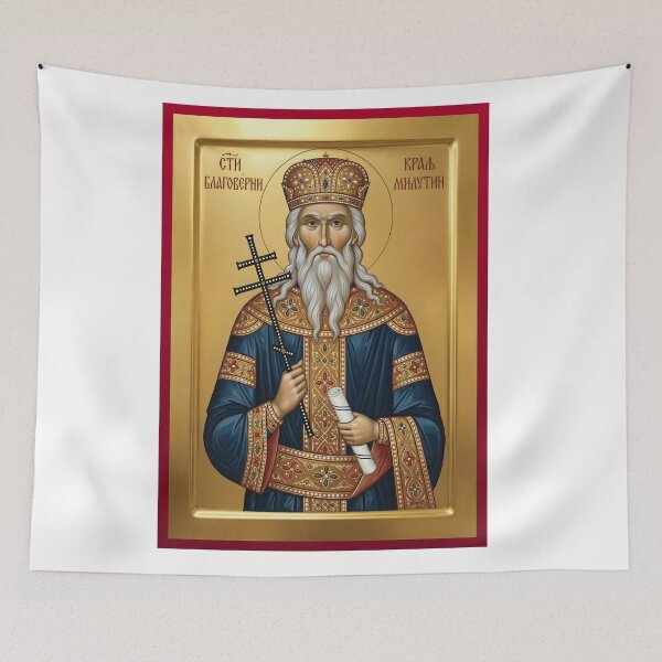 Item preview, Holy King Milutin,Sveti Kralj Milutin Blagoverni,orthodox icon designed and sold by ikonesrb.