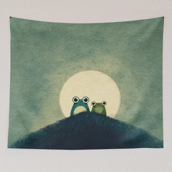Item preview, Frogs sit on a hill under moon designed and sold by anytka.