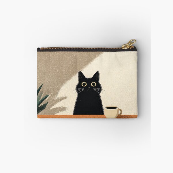 Item preview, Black cat sits by a coffee cup designed and sold by anytka.