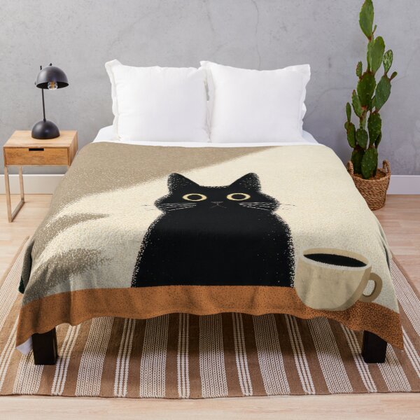Item preview, Black cat sits by a coffee cup designed and sold by anytka.