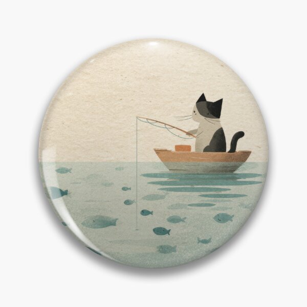 Item preview, Cat fishing in a small boat designed and sold by anytka.