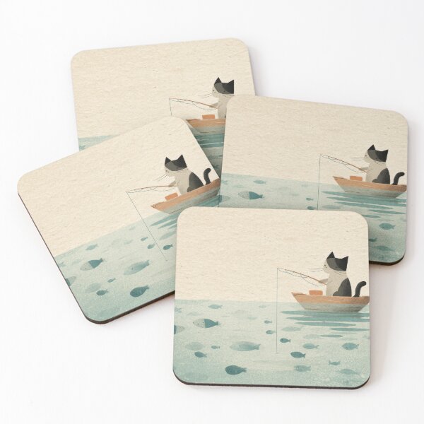 Item preview, Cat fishing in a small boat designed and sold by anytka.
