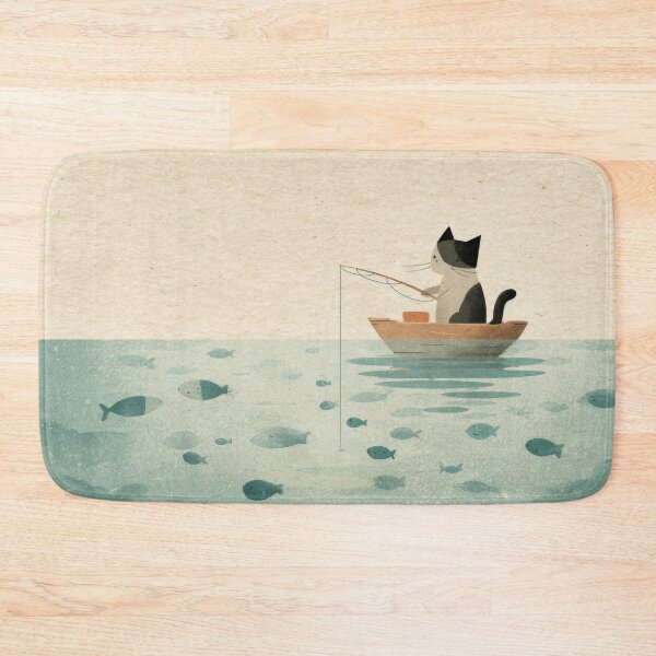 Item preview, Cat fishing in a small boat designed and sold by anytka.