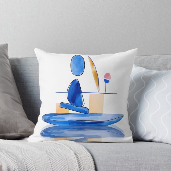 Item preview, Minimalist Blue Figure Meditation Abstract Art Calm Modern Wall Print designed and sold by Dao-Art.