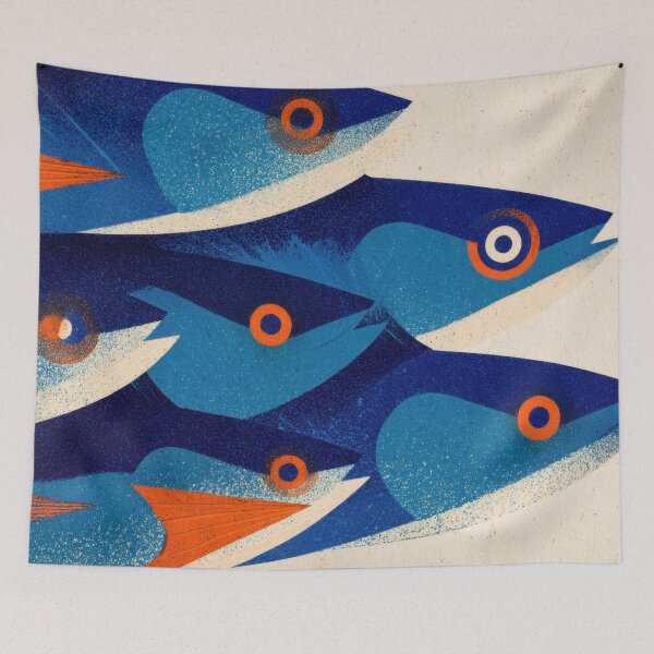 Item preview, Colorful fish swim in a group designed and sold by anytka.