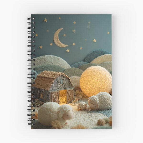 Item preview, Sleepy Moonlit Sheep Barn in Cozy Night designed and sold by DreamyPixelsArt.