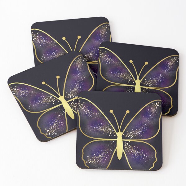 Item preview, Mystical Galaxy Butterfly - Golden Violet Nebula Aesthetic designed and sold by Diseño que alegran tu día.