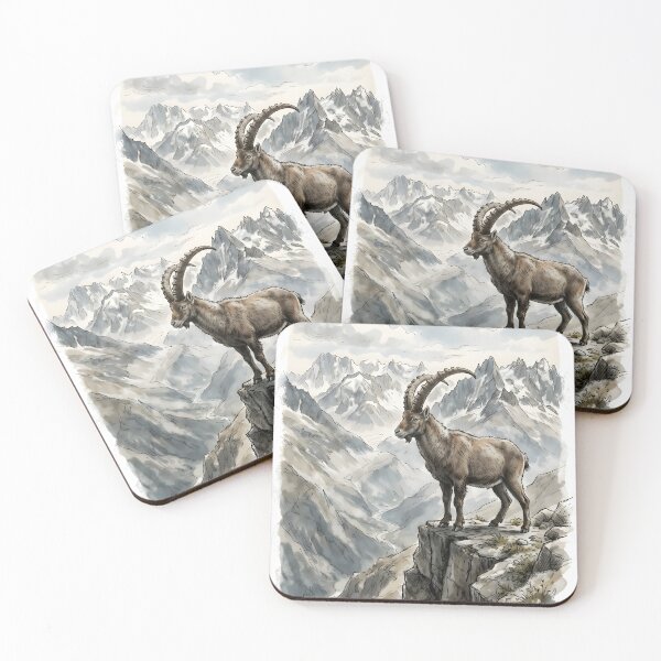 Item preview, Alpine Ibex - Mountain Goat Wildlife Landscape designed and sold by RubisLeaf.