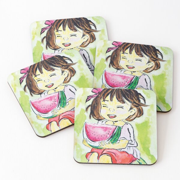 Item preview, Watercolor of a girl with watermelon designed and sold by Dilyana Rumenova - Shantabella.