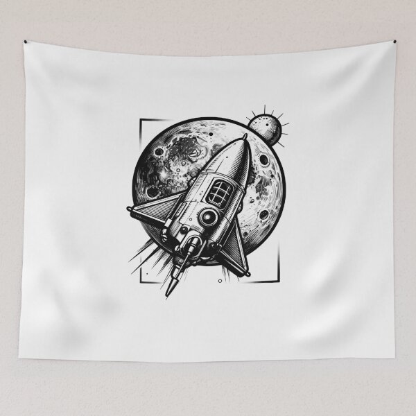 Item preview, Artemis Moon Rocket Tattoo Illustration designed and sold by JaaGo PopLab.