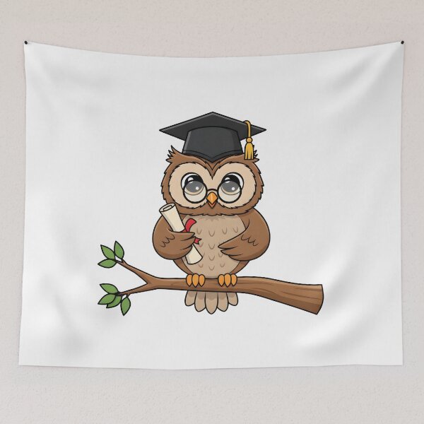 Item preview, Cute Wise Owl Holding Diploma Cartoon Design. designed and sold by The-T-In-Retro.