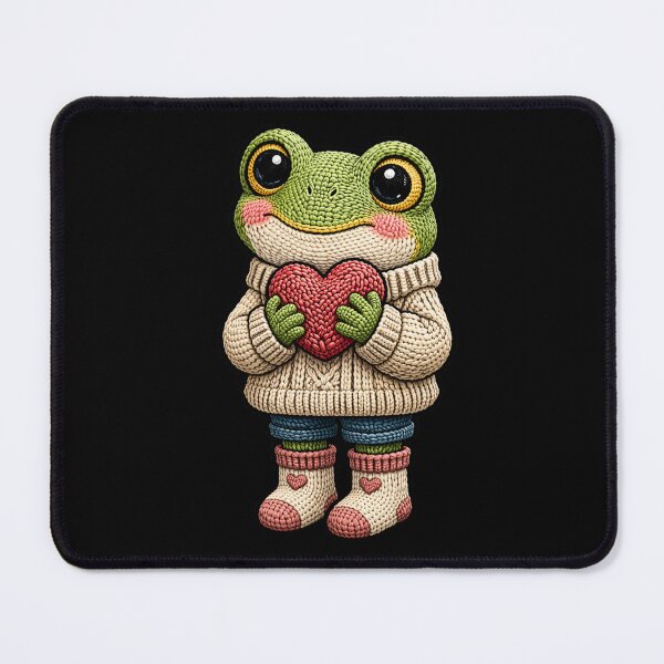 Item preview, Cute Frog Holding Heart – Kawaii Romantic Frog Embroidery Style designed and sold by ColorSplash123.