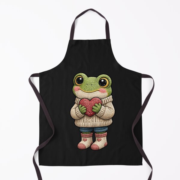 Item preview, Cute Frog Holding Heart – Kawaii Romantic Frog Embroidery Style designed and sold by ColorSplash123.