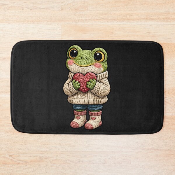 Item preview, Cute Frog Holding Heart – Kawaii Romantic Frog Embroidery Style designed and sold by ColorSplash123.