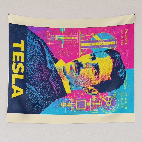 Item preview, Nikola Tesla: Pop Art Portrait - Physics Poster designed and sold by Mr Mustard Prints.