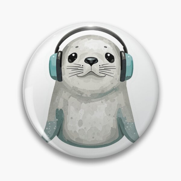 Item preview, Harbor Seal with Headphones On designed and sold by LoveQuoter.